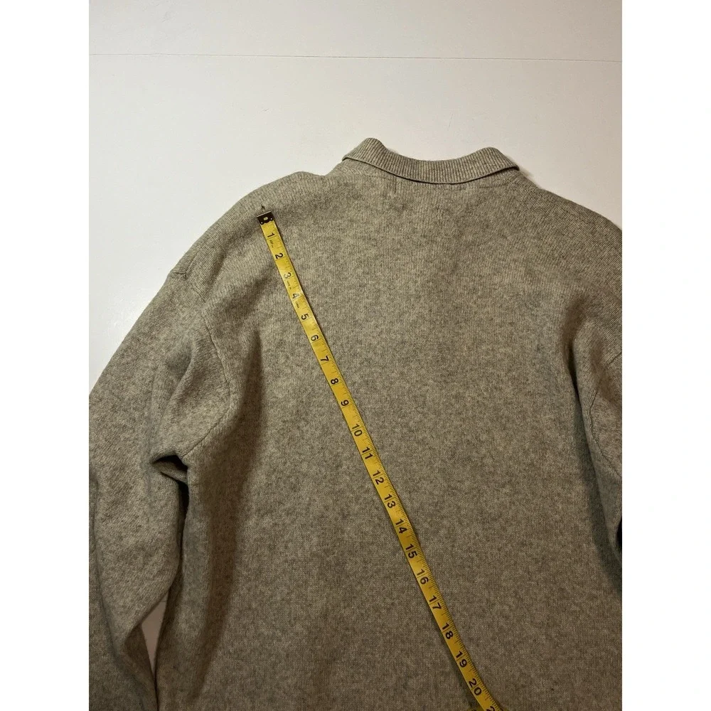 Vintage Polo Ralph Lauren 100% Lambswool Sweater 1/4 Button Grey Size Large